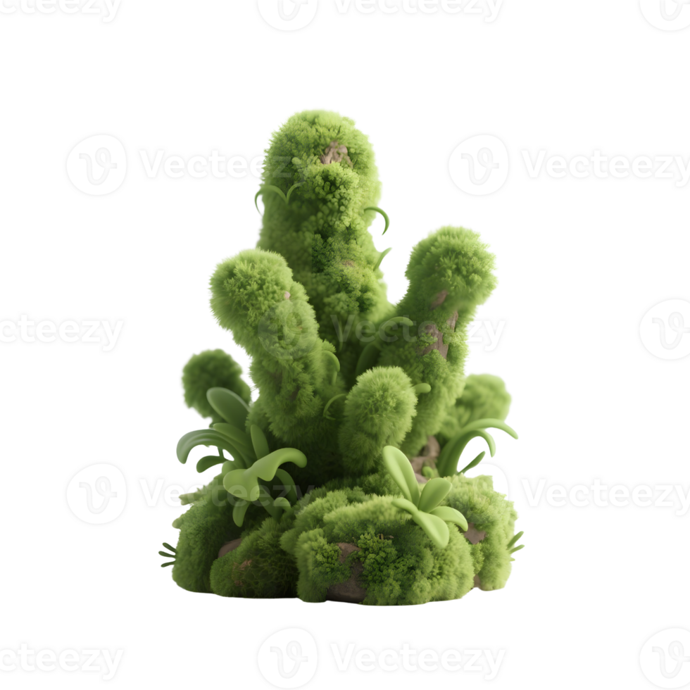 Green moss plant isolated on transparent background in a 3d render png
