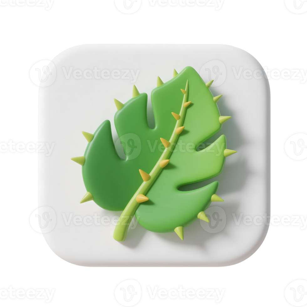 Green leaf icon with thorns isolated on transparent background design png