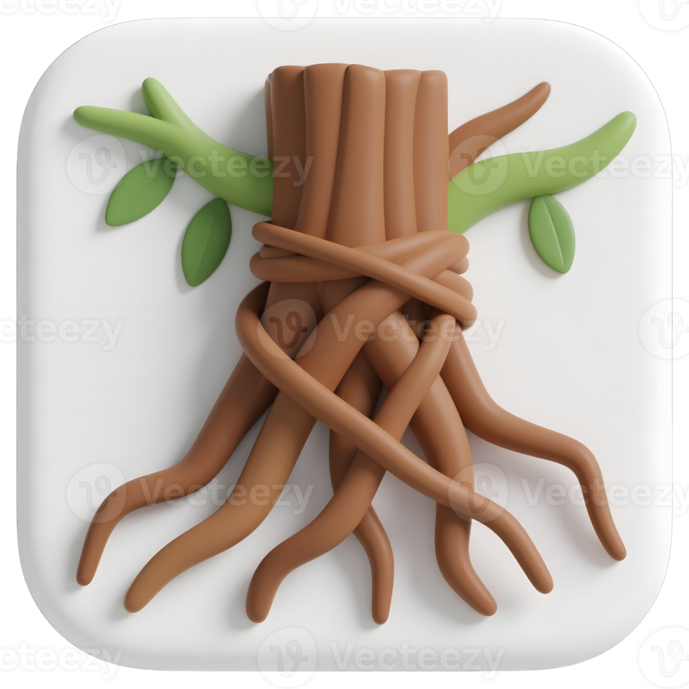 Tree with roots and branches isolated on transparent background design png