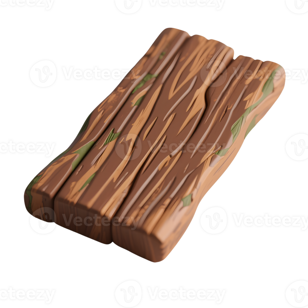 Three wooden planks form a small raft isolated on transparent background png