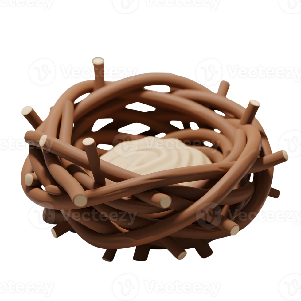 Bird nest with cream egg isolated on transparent background png