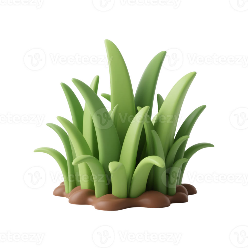 Tuft of vibrant green grass isolated on transparent background png