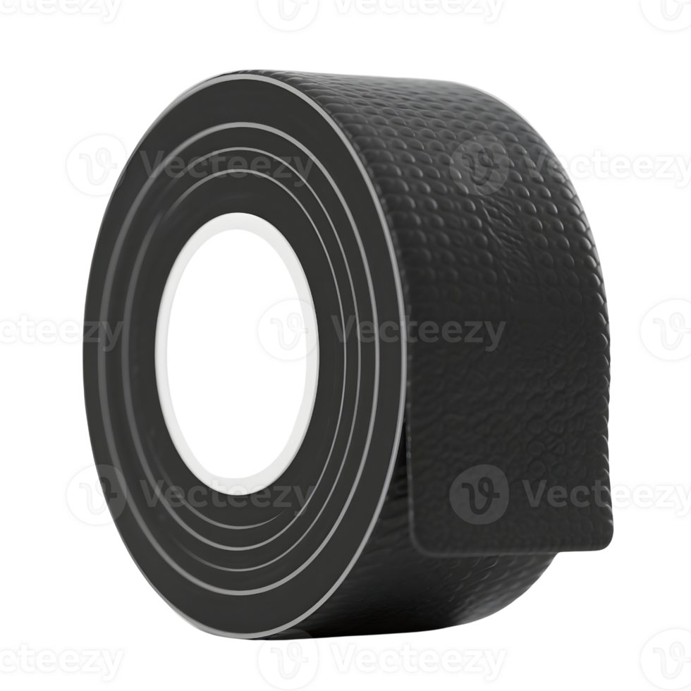 Black textured roll of tape isolated on transparent background png