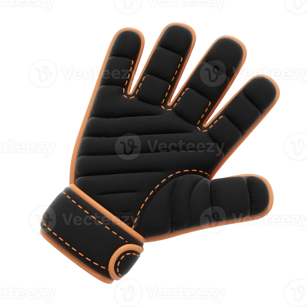 Black and orange baseball glove isolated on transparent background png