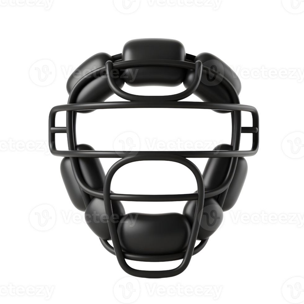 Black baseball catcher mask isolated on transparent background png