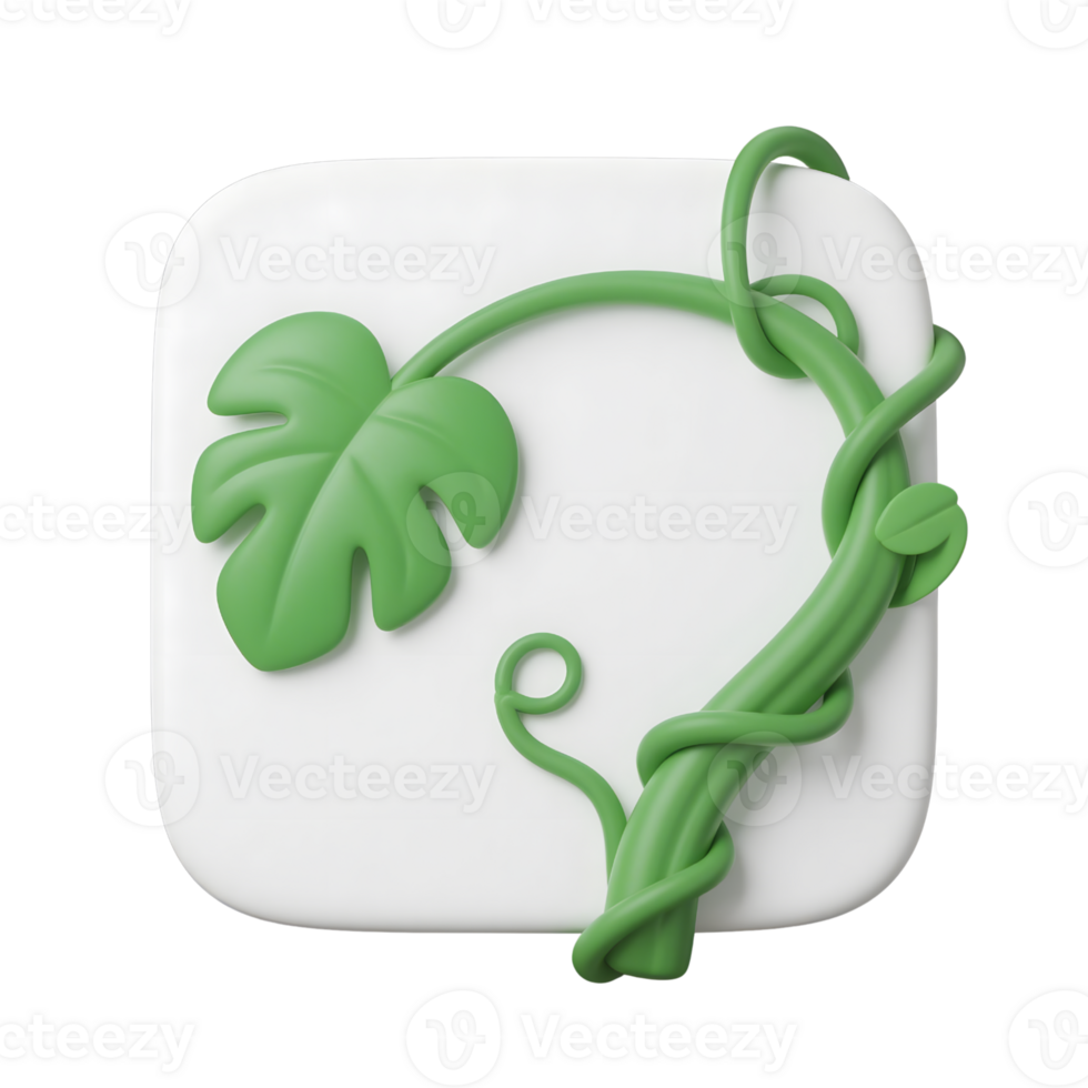 Vine and monstera leaf frame isolated on transparent background png