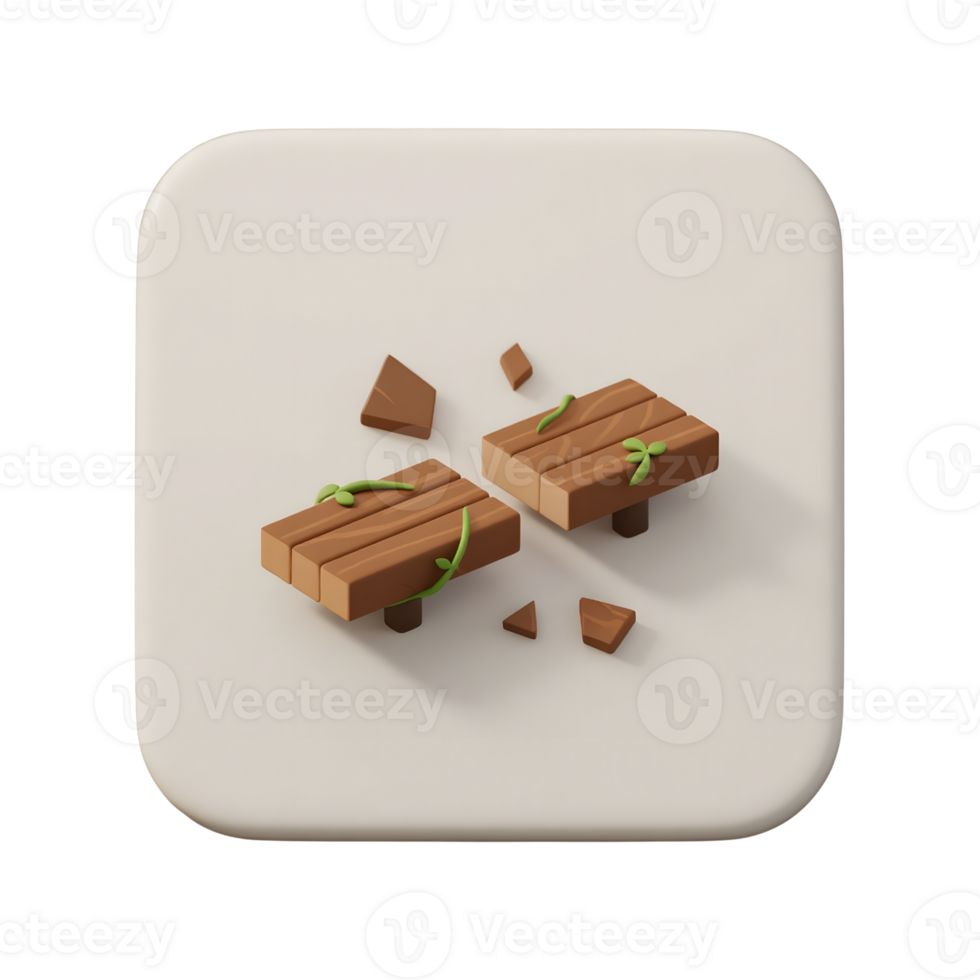Broken wooden planks isolated on transparent background png