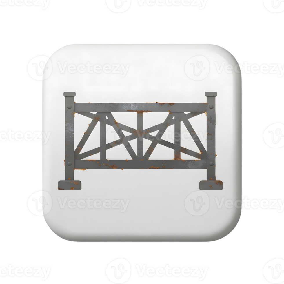An old rusty metal fence isolated on transparent background png