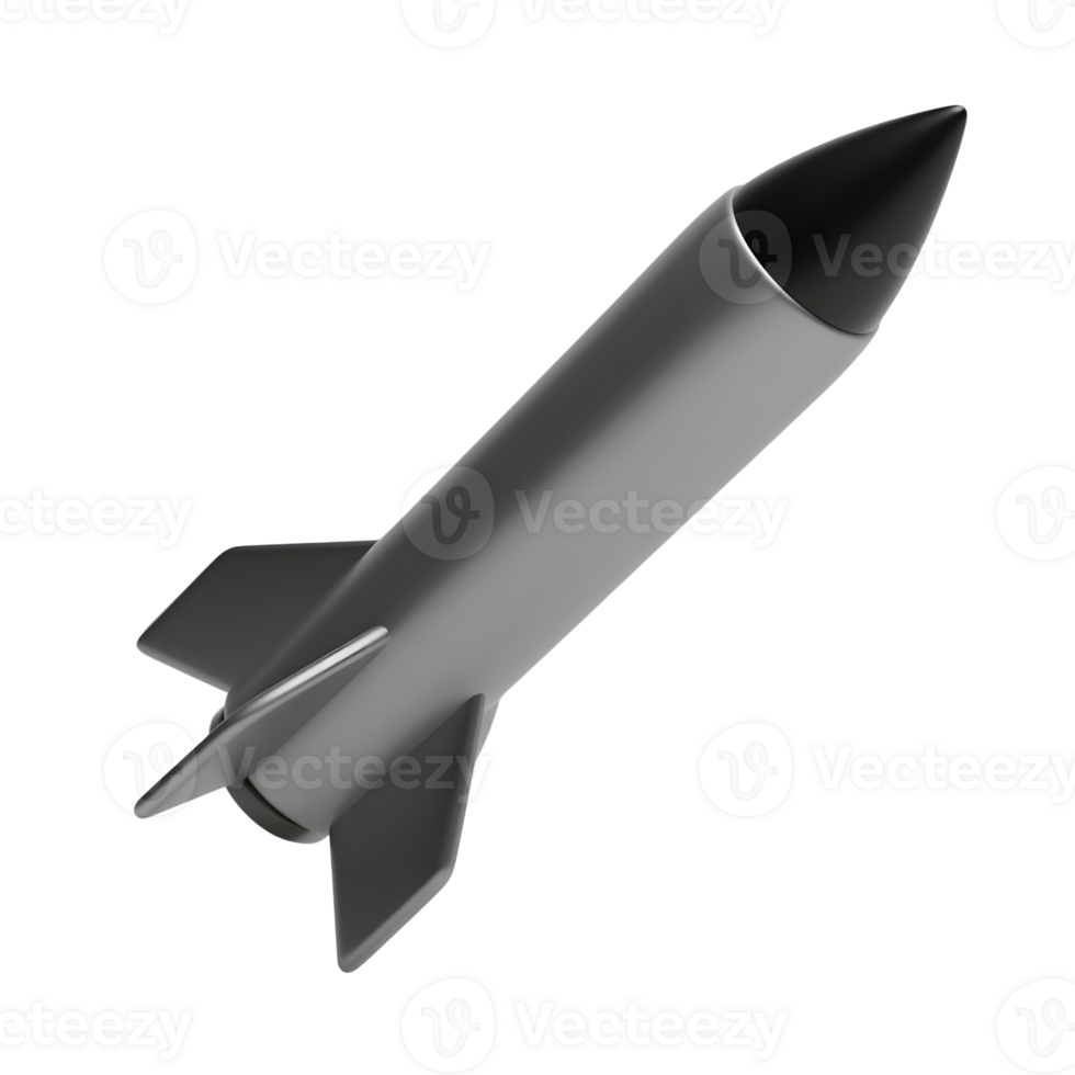 A gray rocket or missile isolated on transparent background png