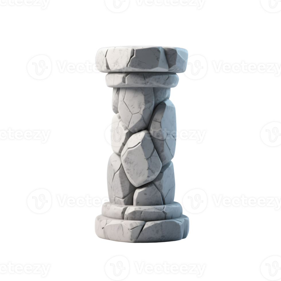 A gray stone pillar isolated on transparent background png