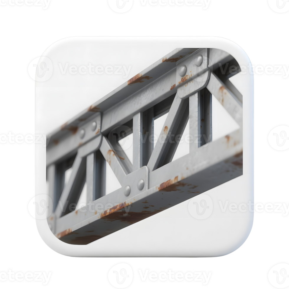 A rusty metal support beam isolated on transparent background png