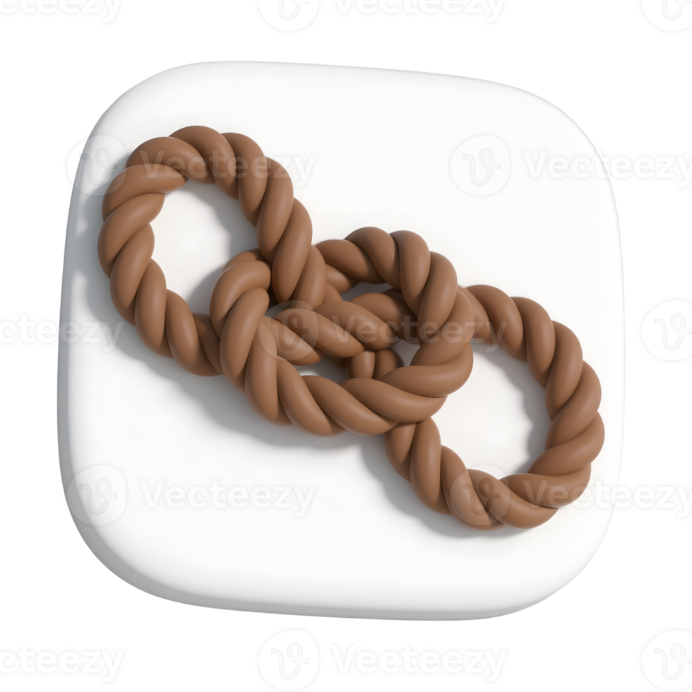 A brown rope knot isolated on transparent background png