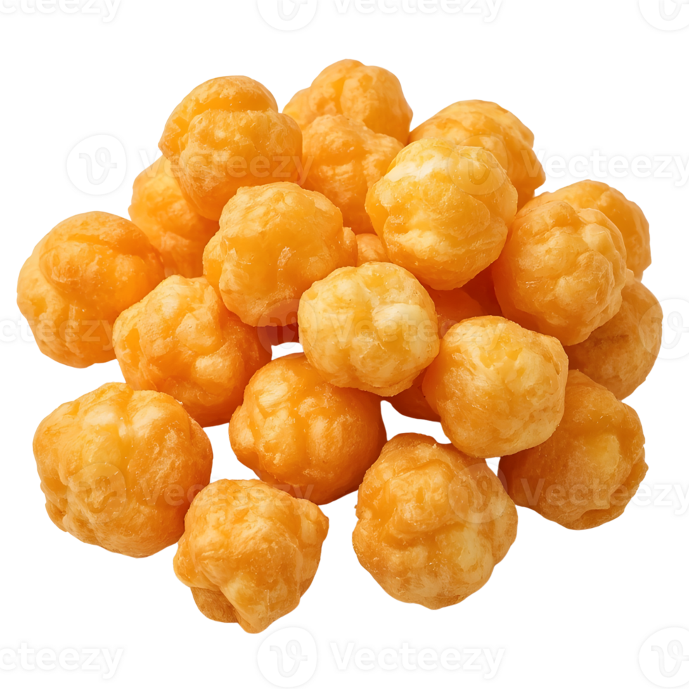 A pile of cheese puff snacks isolated on transparent background png