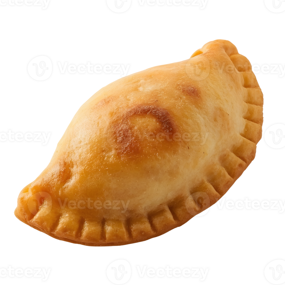 A golden baked empanada isolated on transparent background png