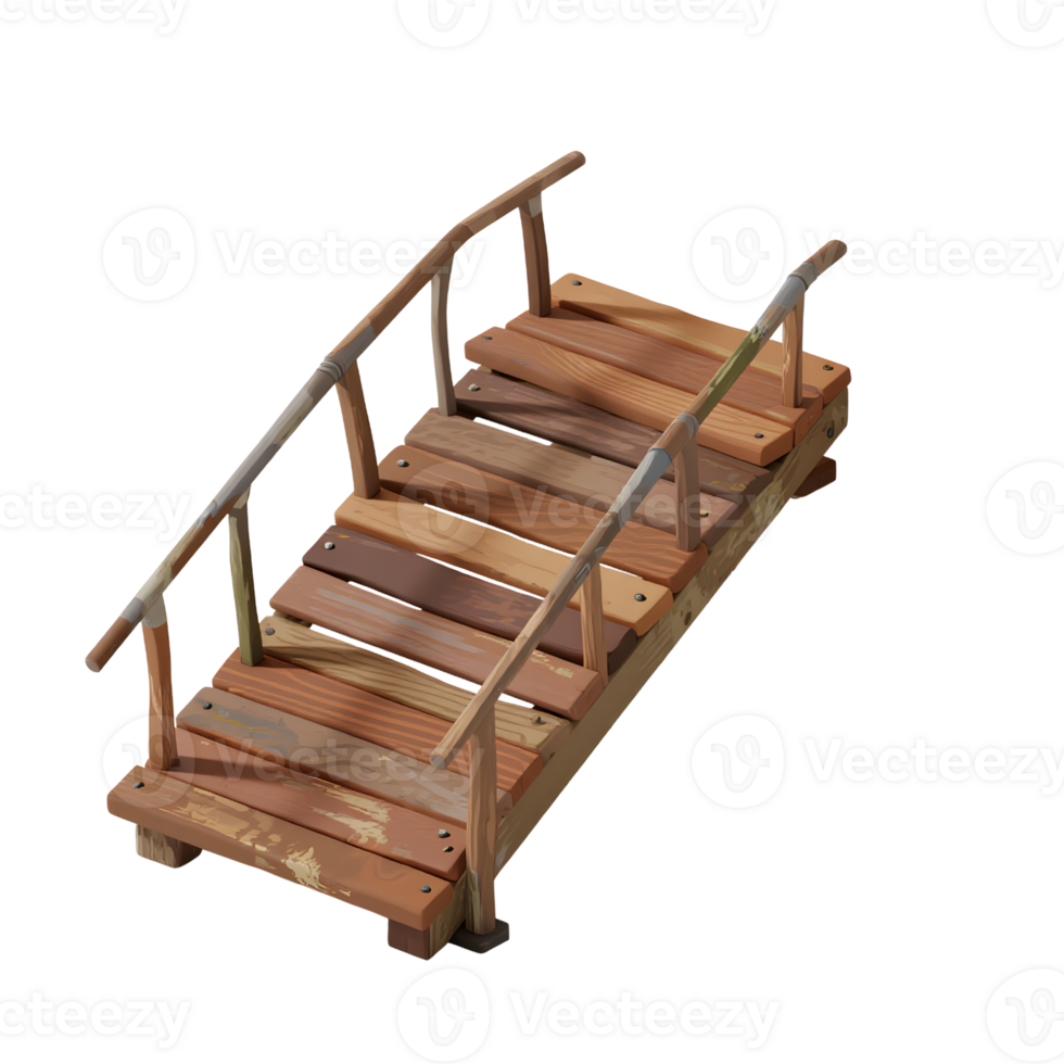 A rustic wooden bridge isolated on transparent background png