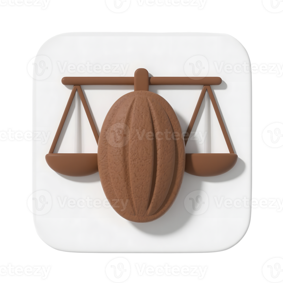 Brown scales of justice with cocoa bean isolated on transparent background png