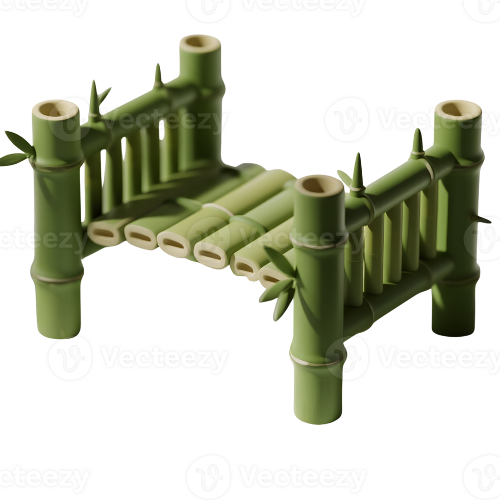 A small green bamboo bridge isolated on transparent background png