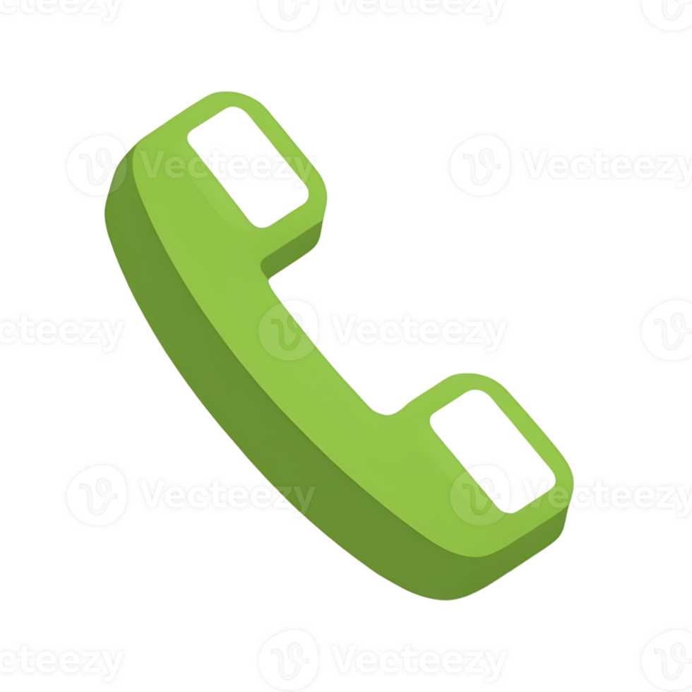 Green phone receiver icon isolated on transparent background png