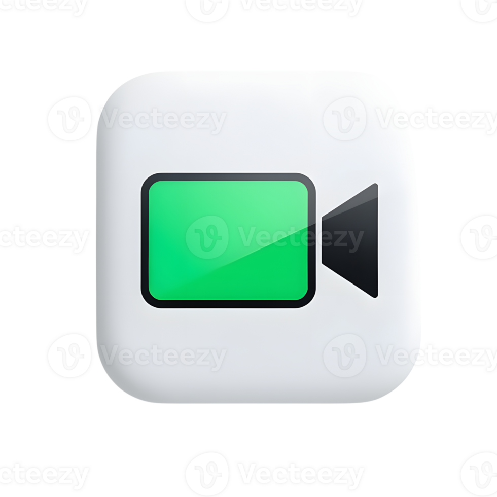 A white camera icon with green screen isolated on transparent background png
