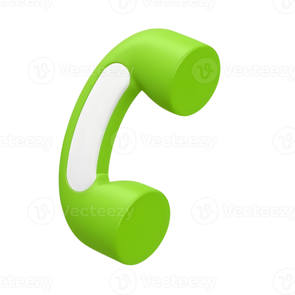 A green phone receiver isolated on transparent background png