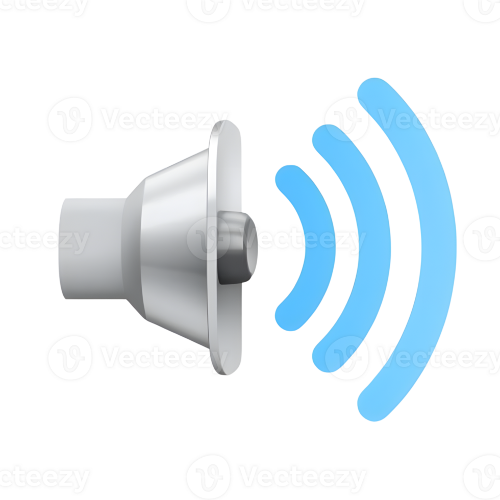 A gray speaker with sound waves isolated on transparent background png