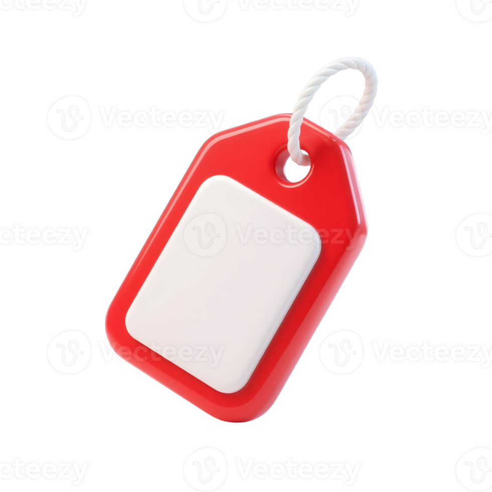 A red price tag isolated on transparent background png
