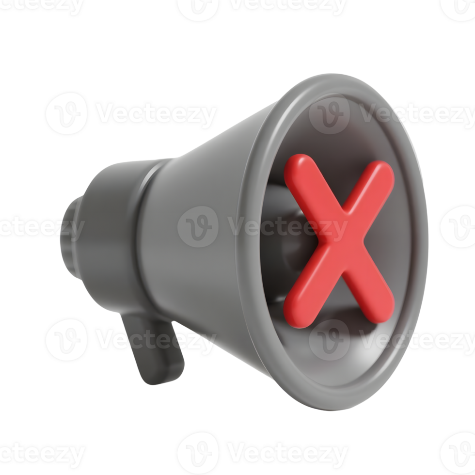 A gray megaphone with a red no symbol isolated on transparent background png