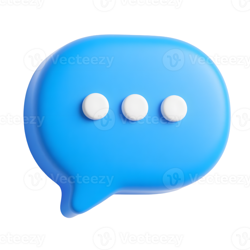 A blue chat bubble with three dots isolated on transparent background png