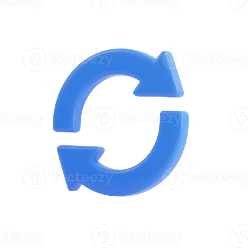 Blue rotating arrows isolated on transparent background png