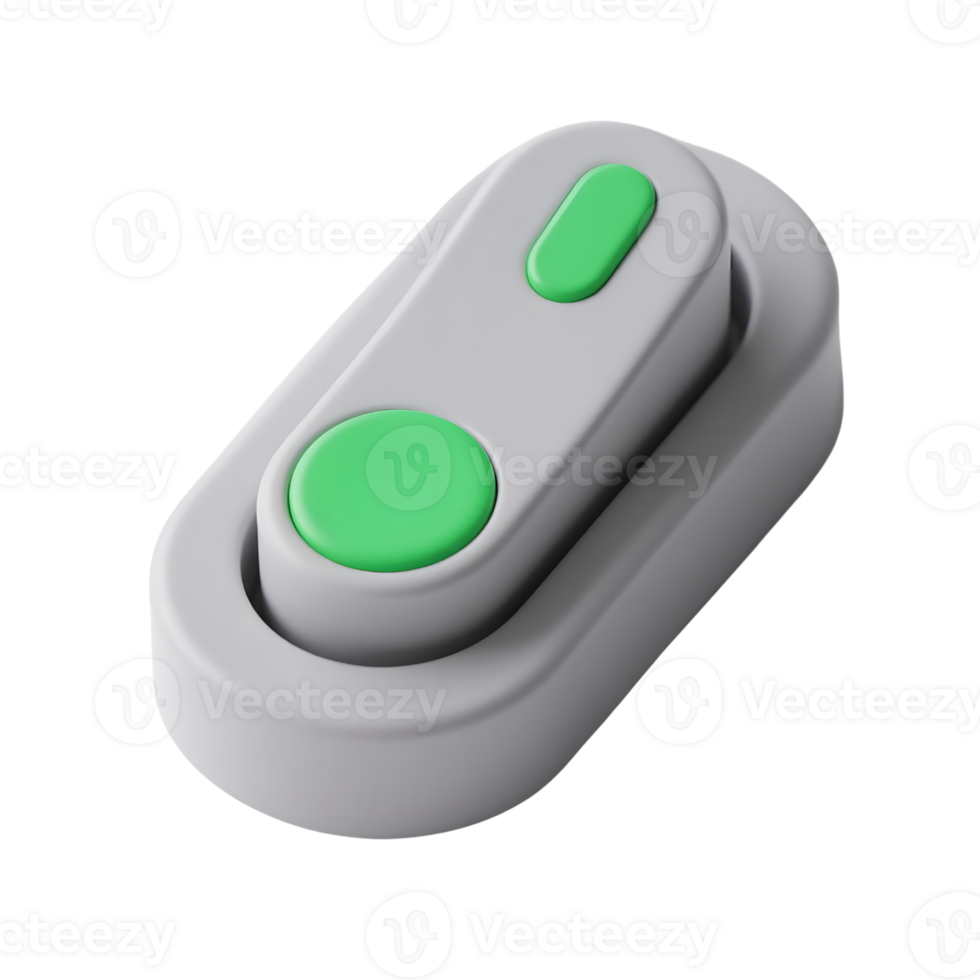 A gray toggle switch with green buttons isolated on transparent background png