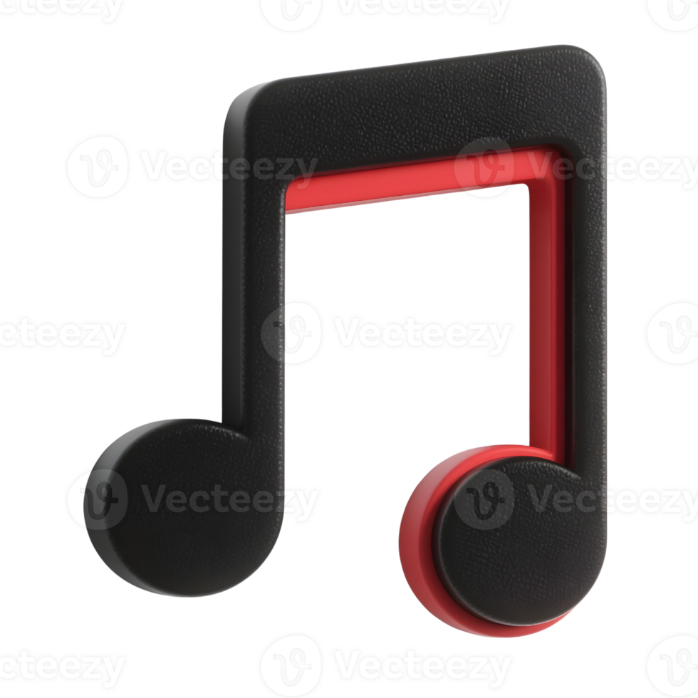 A black and red music note isolated on transparent background png