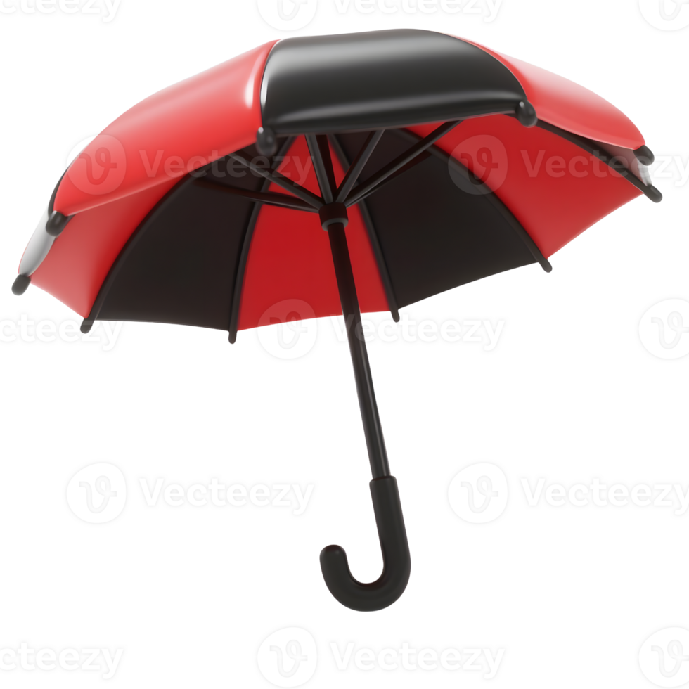 A red and black umbrella isolated on transparent background png
