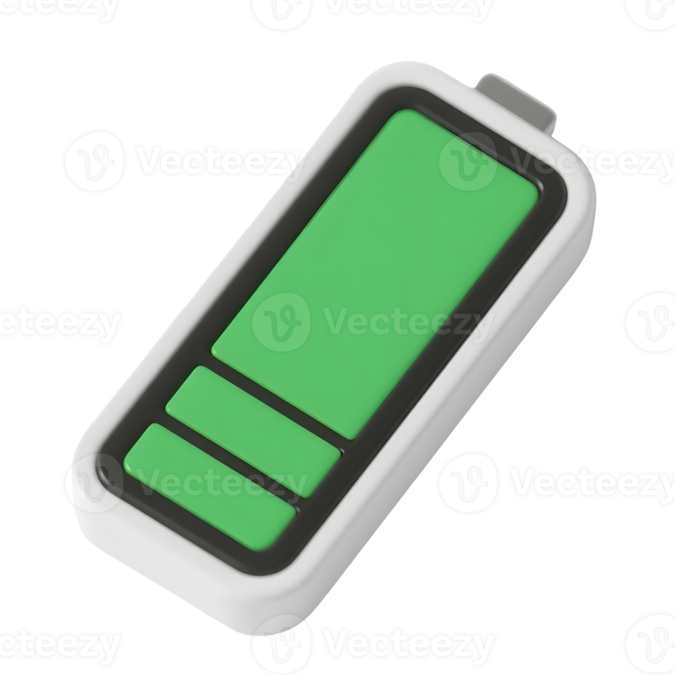 A green battery with white trim isolated on transparent background png