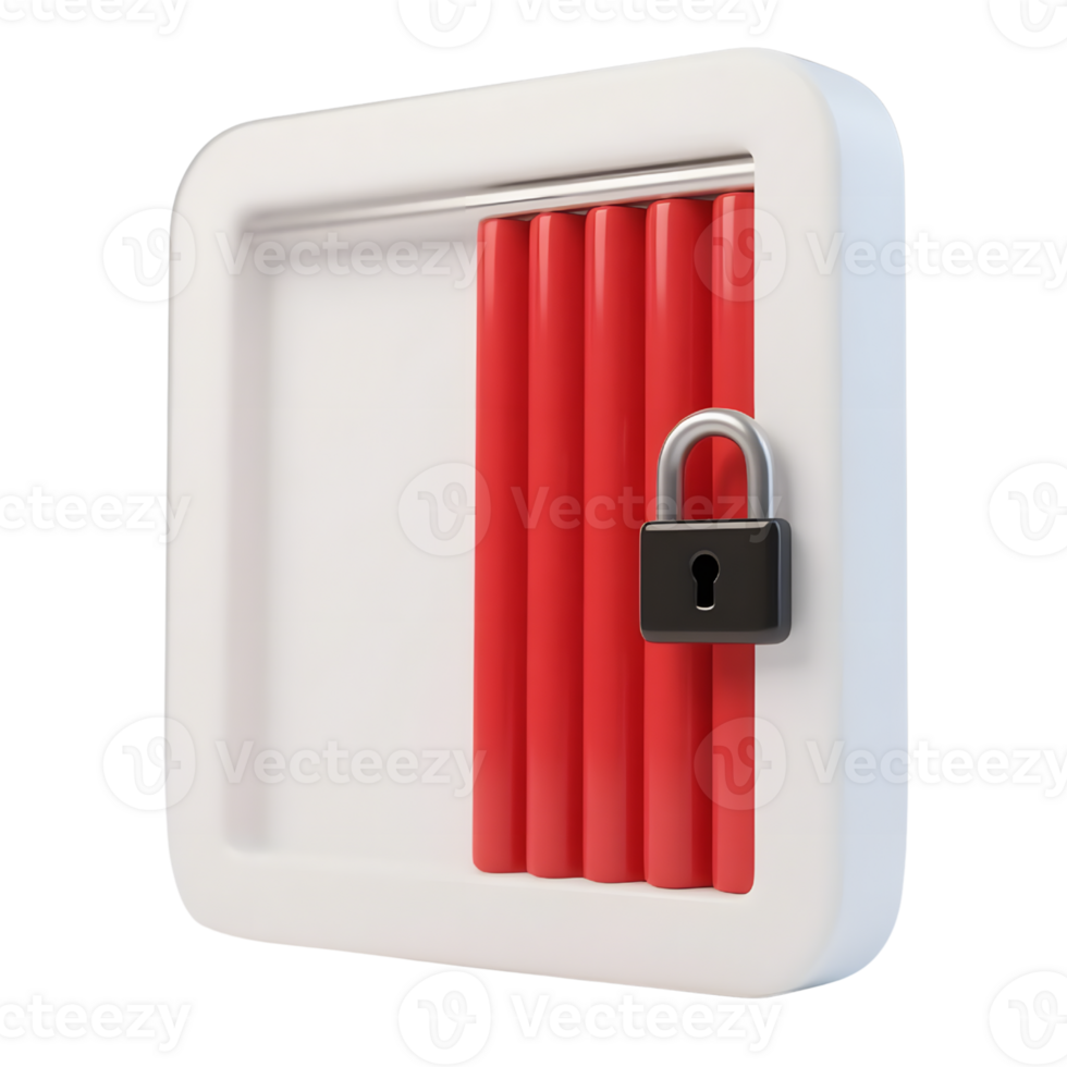 A red locker with a padlock isolated on transparent background png