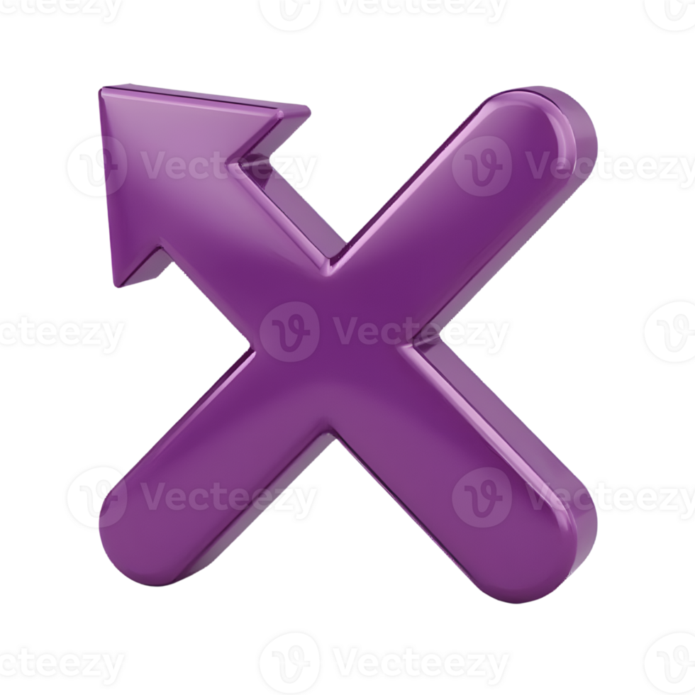 A purple cancel symbol with an arrow isolated on transparent background png