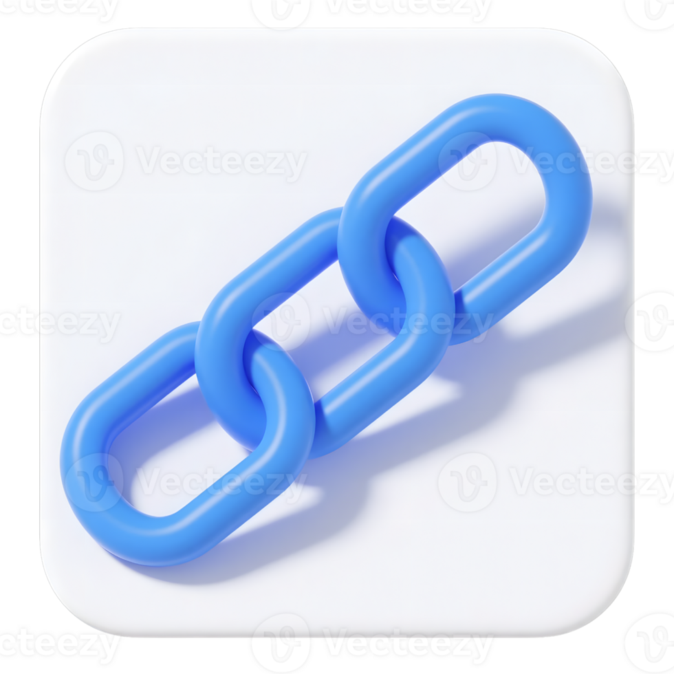 A blue chain link isolated on transparent background png