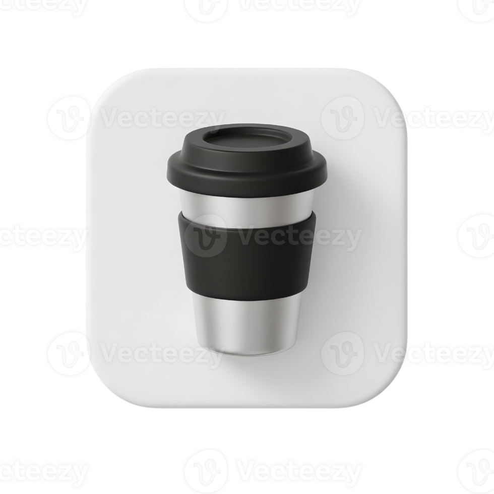 A disposable coffee cup on a white square isolated on transparent background png