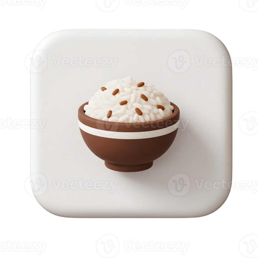 A bowl of white rice isolated on transparent background png