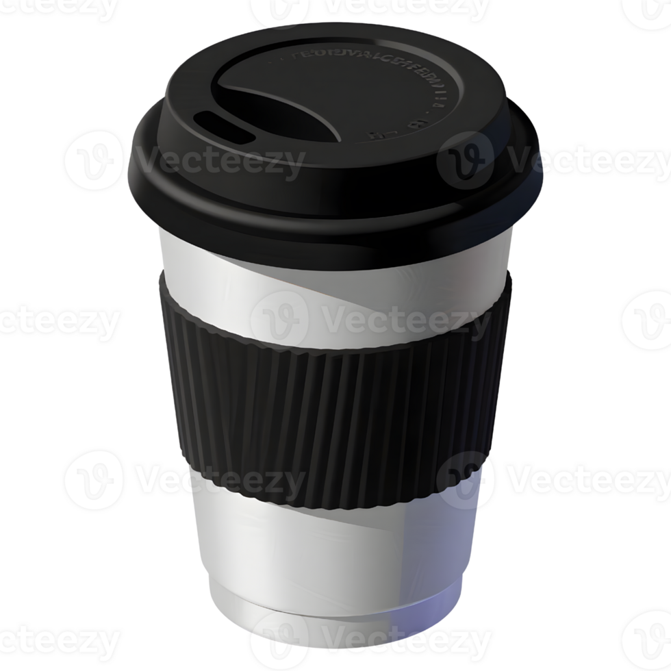 A disposable coffee cup with lid isolated on transparent background png