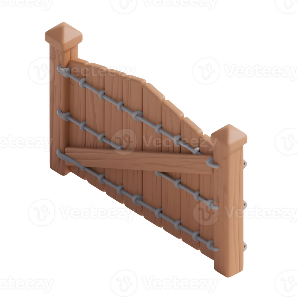 A small wooden gate with planks isolated on transparent background png