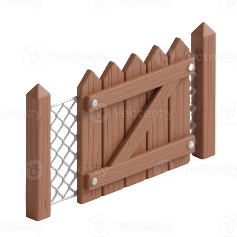 A wooden farm gate isolated on transparent background png