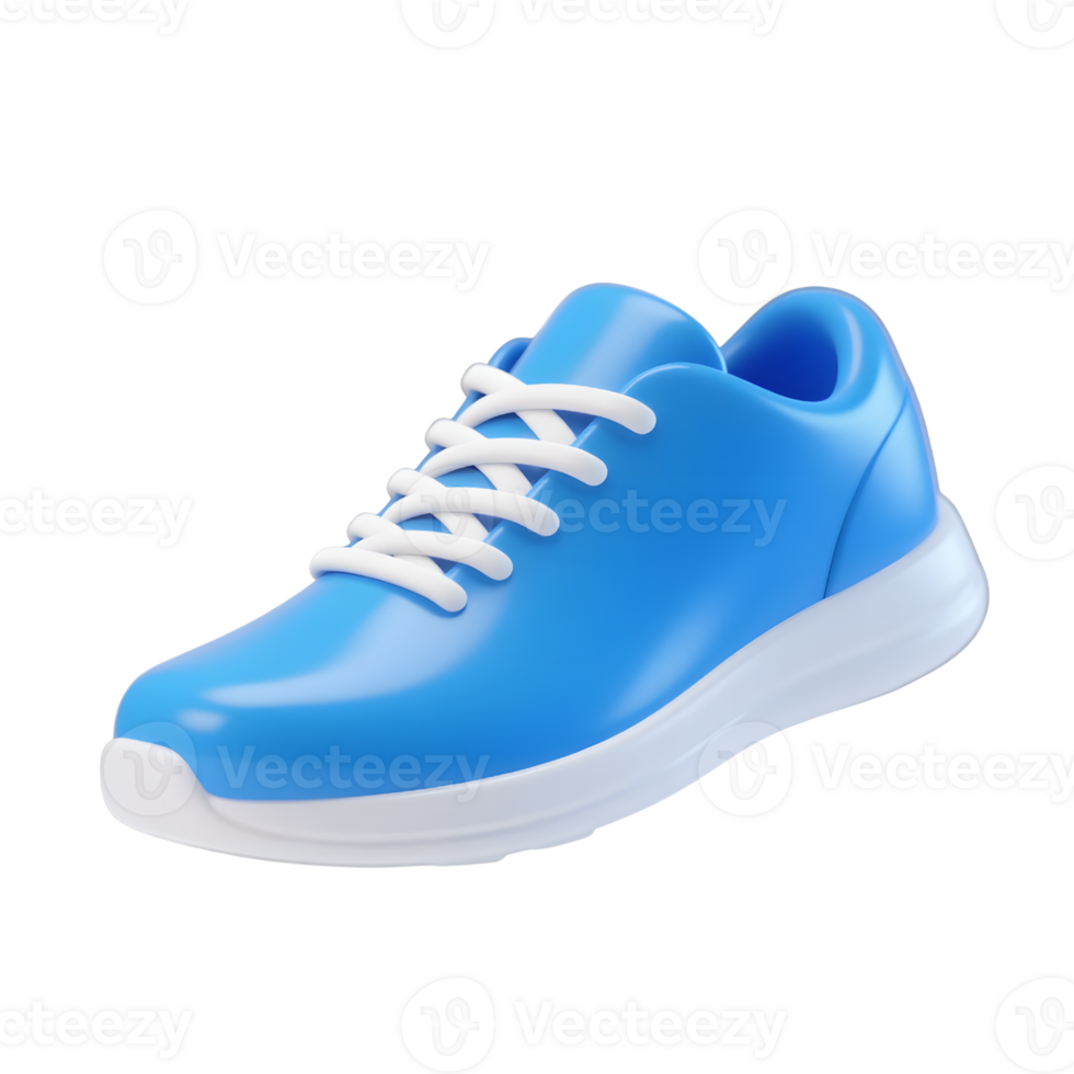 A blue and white running shoe isolated on transparent background png
