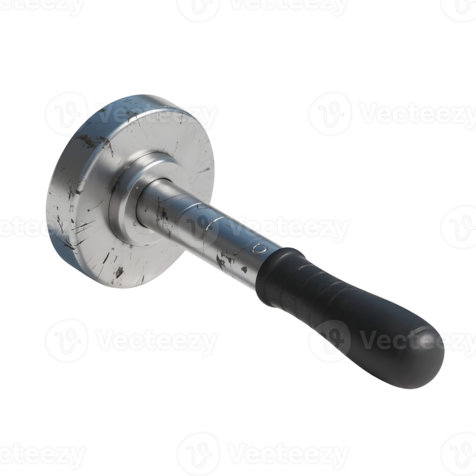 A metal hammer with a black handle isolated on transparent background png
