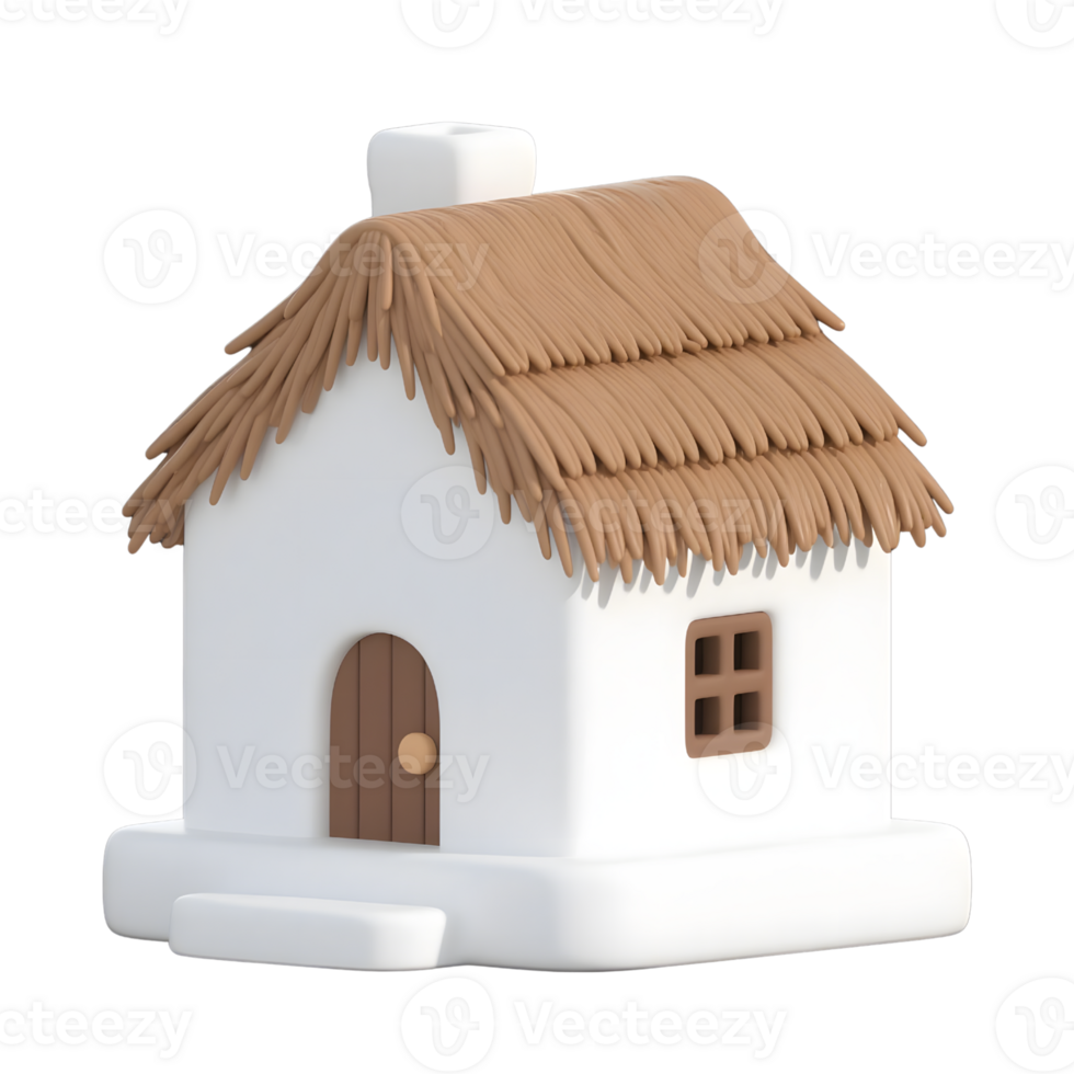 A small thatched roof house isolated on transparent background png