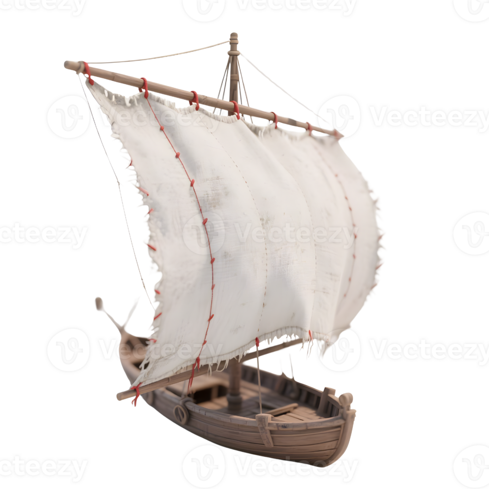 A vintage sailing boat isolated on transparent background png