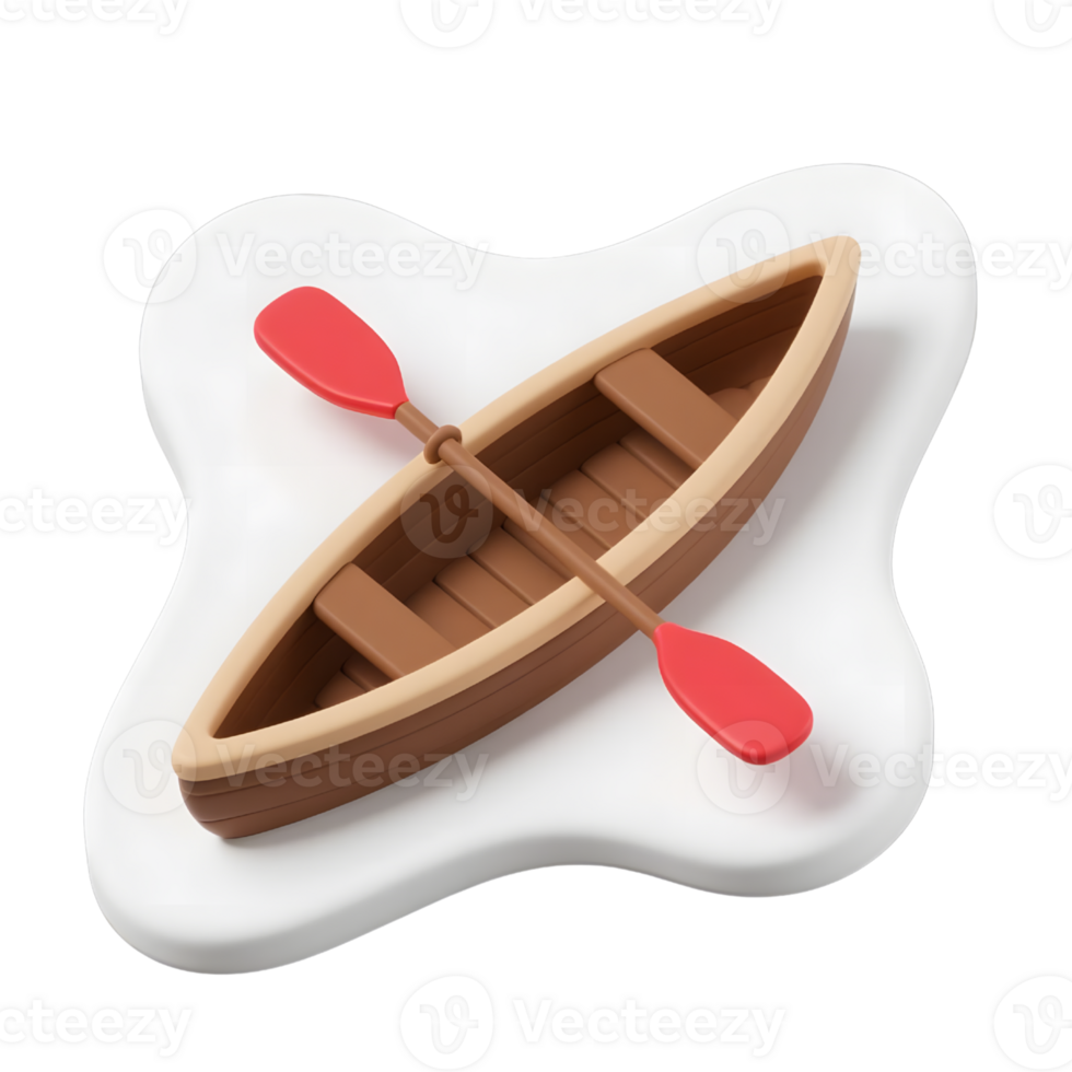 A small canoe with a paddle isolated on transparent background png