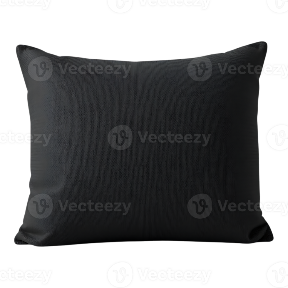 Close-up of a square, black pillow isolated on a transparent background png