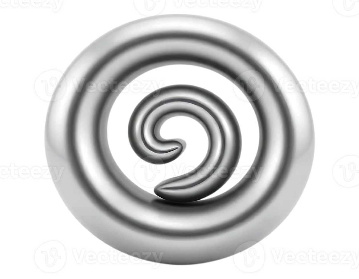 3D Rendered Silver Spiral on Transparent Background png