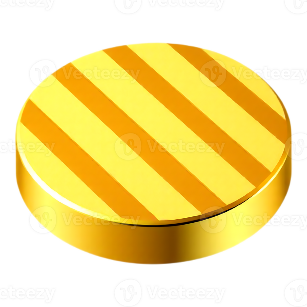 Gold Coin with Diagonal Stripes in 3D Render png