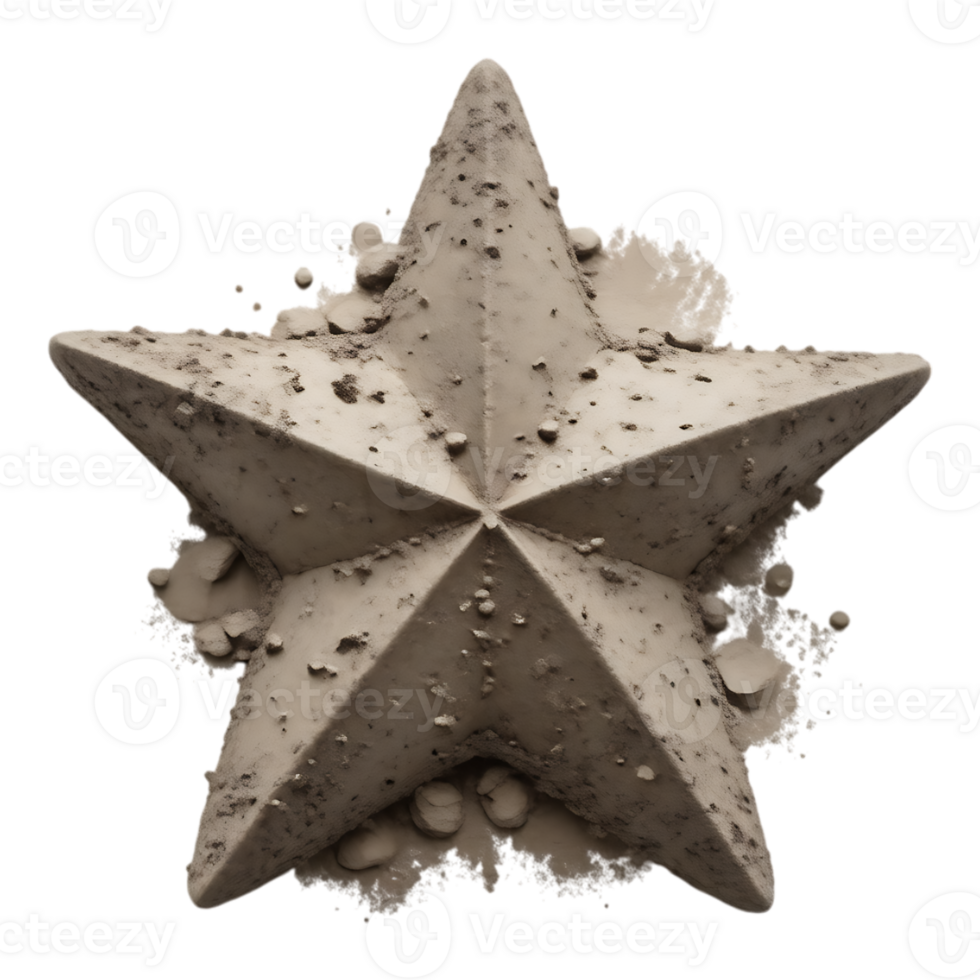 Realistic Concrete Star with Textured Details png